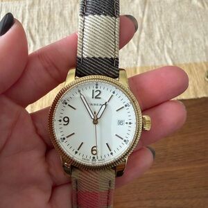 Burberry Gold Watch with Plaid Strap
